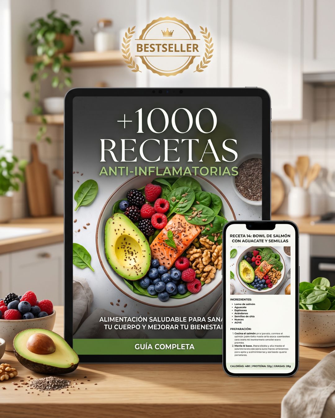 Portada de +1.000 Recetas Antiinflamatorias Esenciales