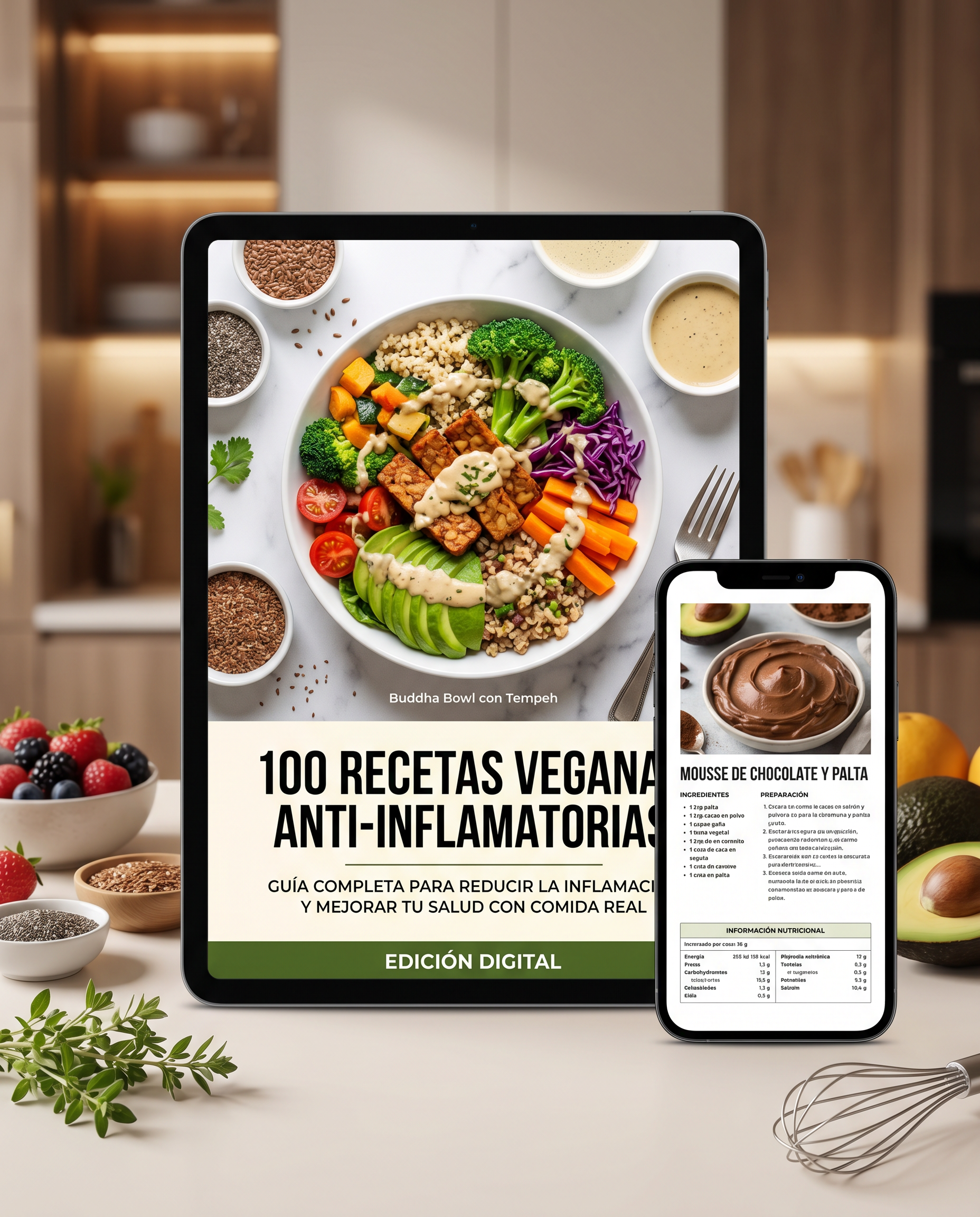 Portada de 100 Recetas Veganas Anti-Inflamatorias
